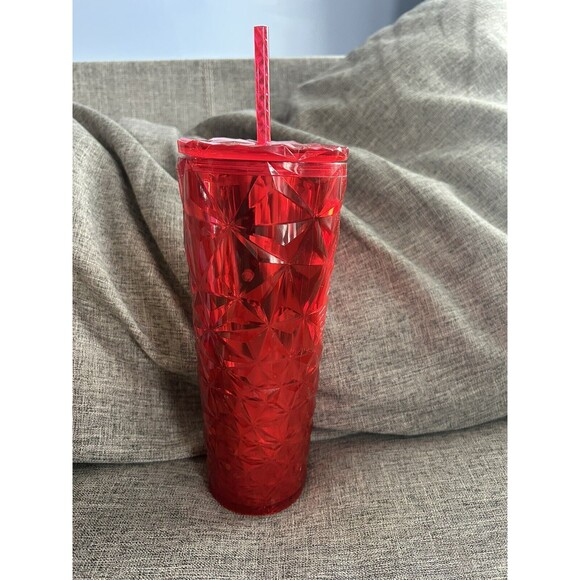 Starbucks Christmas 2023 Red Diamond Prism Crystal Tumbler Cold Cup 24oz Venti - Picture 4 of 7